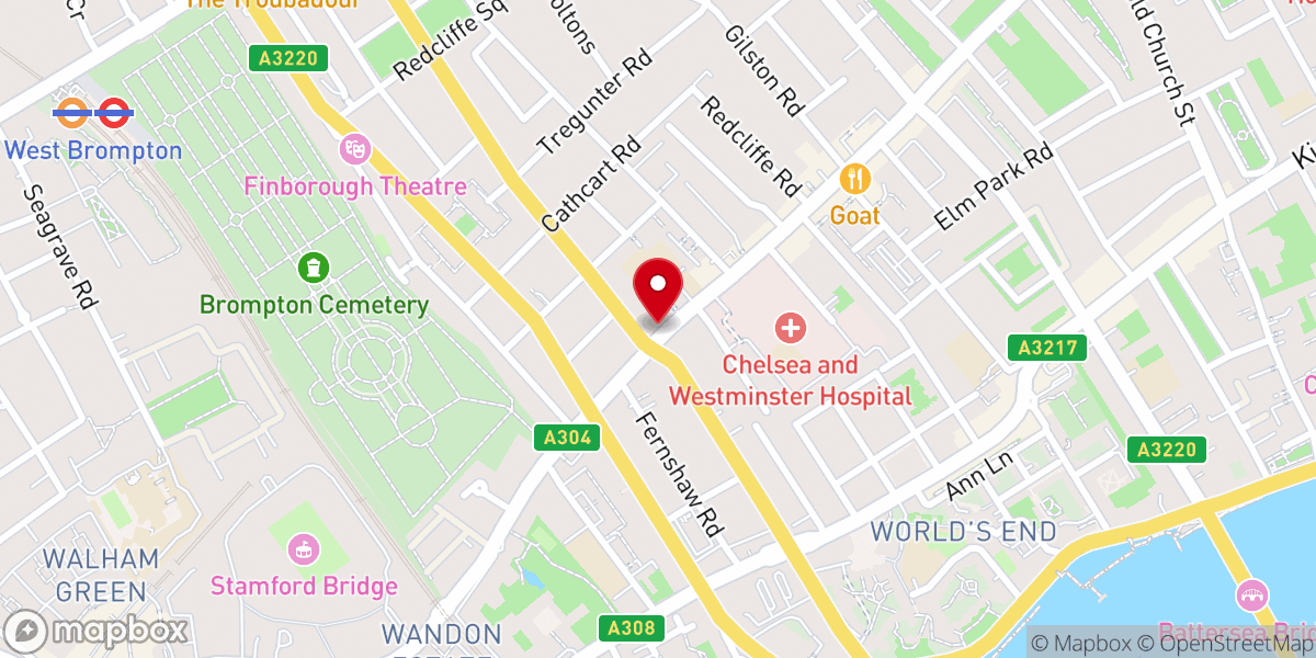 Map showing location of Our Lady of Dolours Servite Church