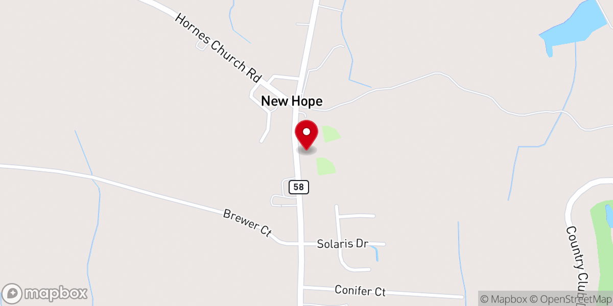 Map showing location of Redemption Church at New Hope
