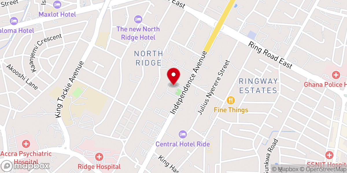 Map showing location of Accra Ghana Temple