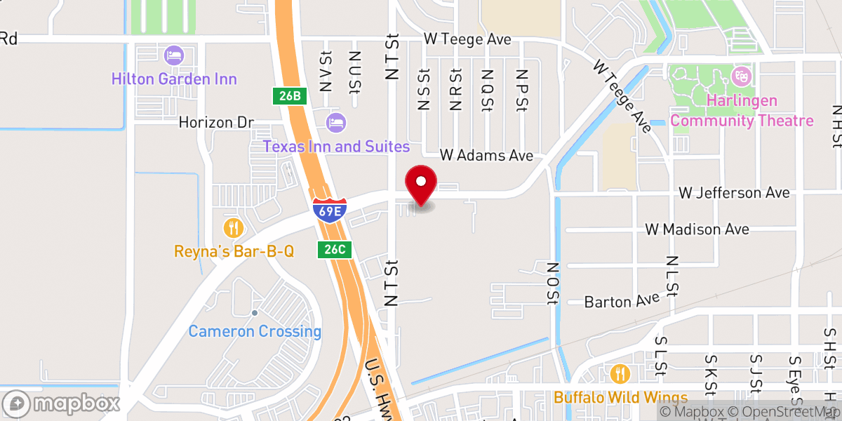 Map showing location of Valley Praise Harlingen Campus