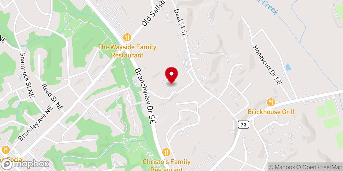 Map showing location of First Baptist Church Concord NC