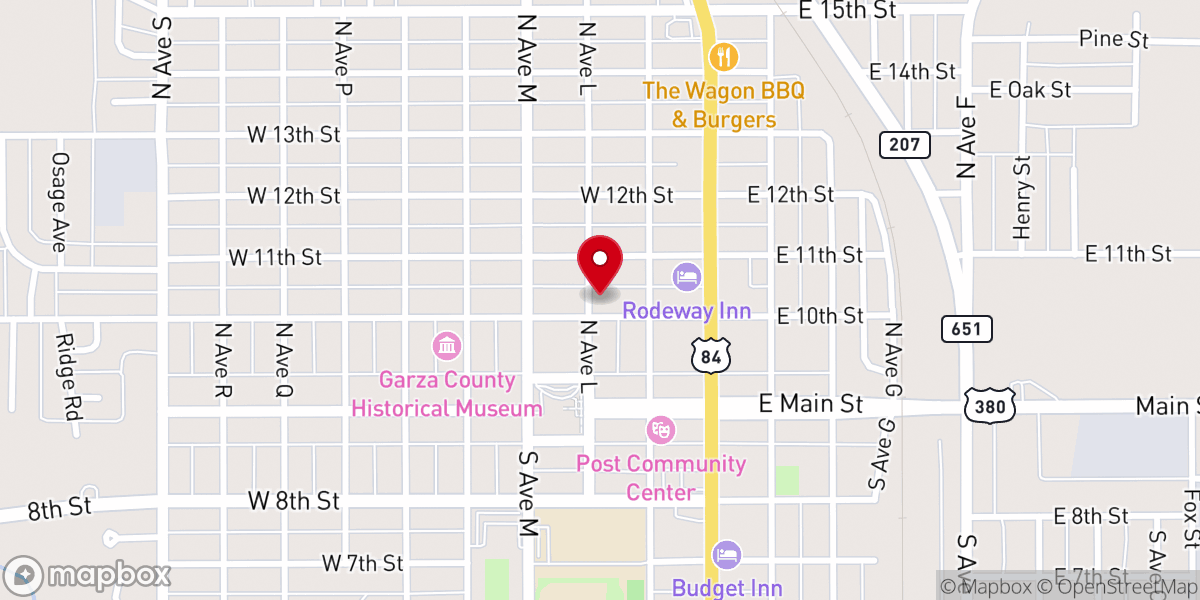 Map showing location of Post Methodist Church