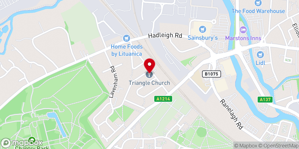 Map showing location of Triangle Church Ipswich