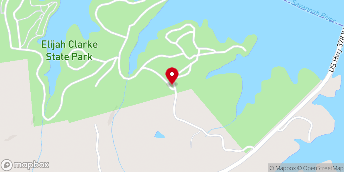 Map showing location of Elijah Clark State Park