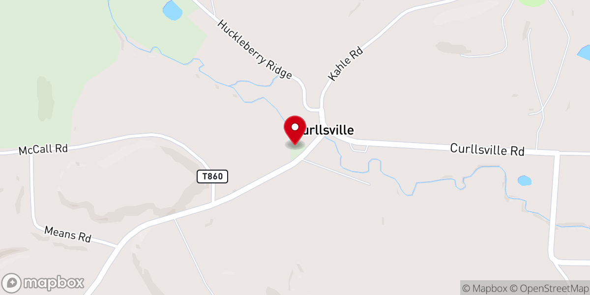 Map showing location of Curllsville United Methodist Church
