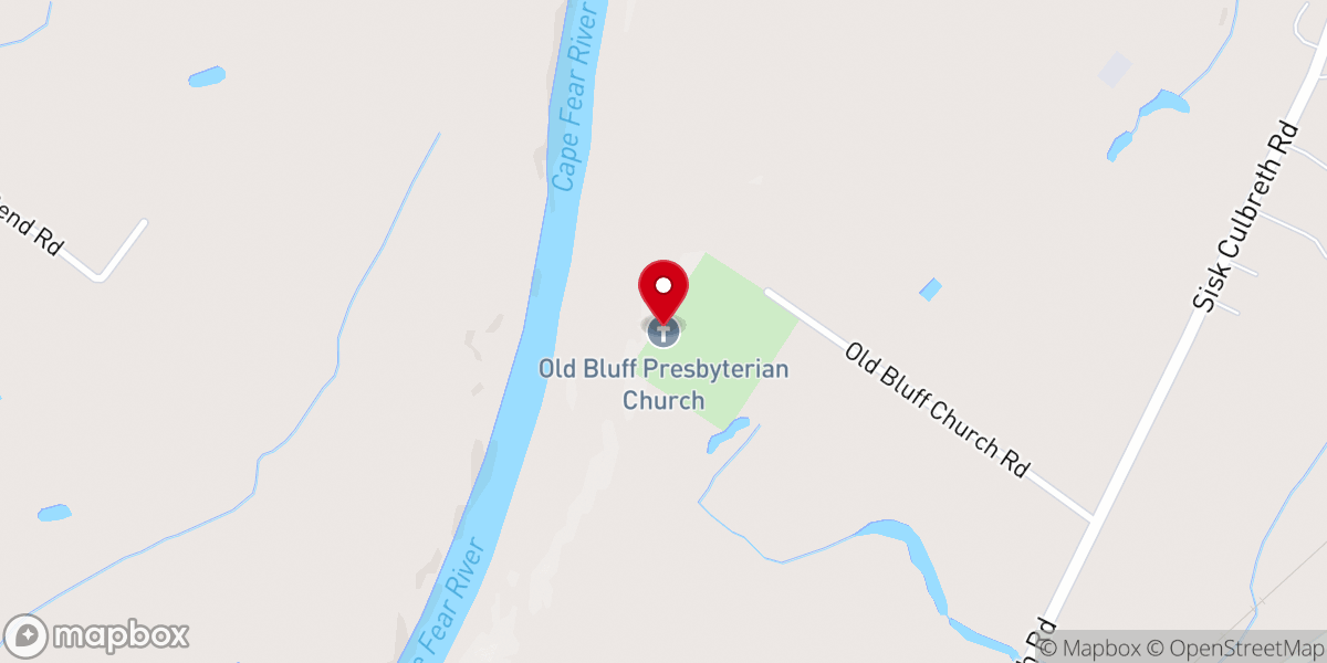 Map showing location of Old Bluff Presbyterian Church