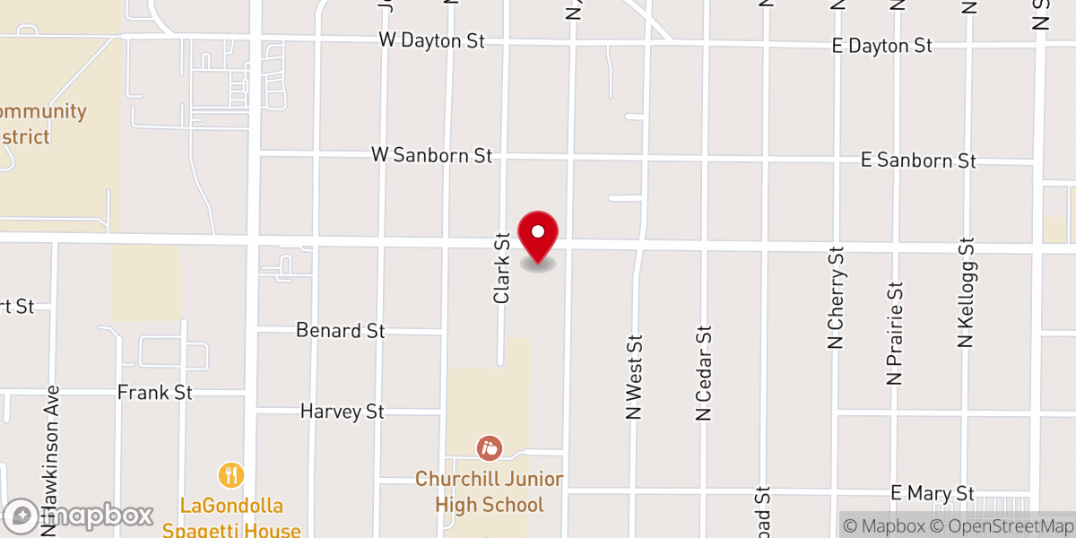 Map showing location of Bethel Baptist Church