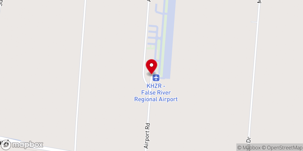 Map showing location of False River Regional Airport-Hzr