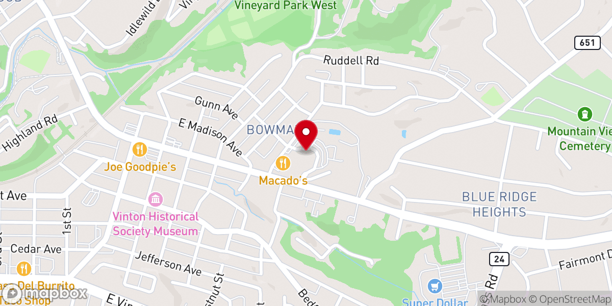 Map showing location of Vertical Church Roanoke