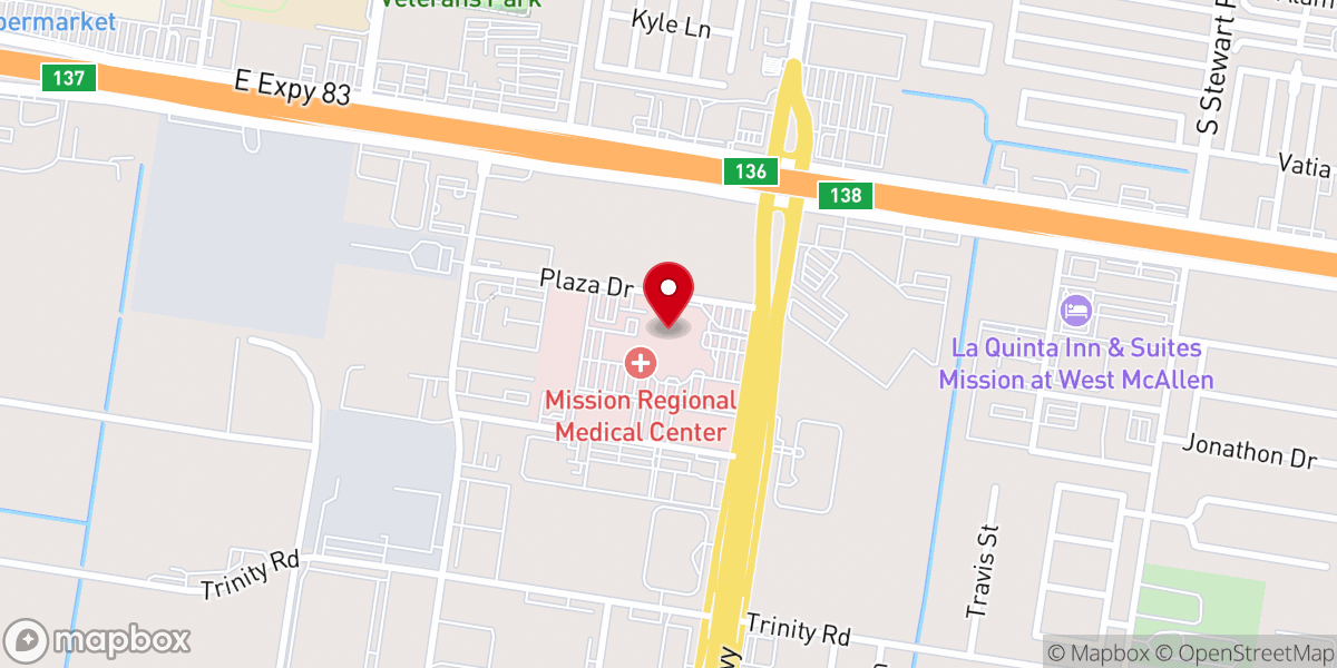 Map showing location of Mission Regional Medical Center