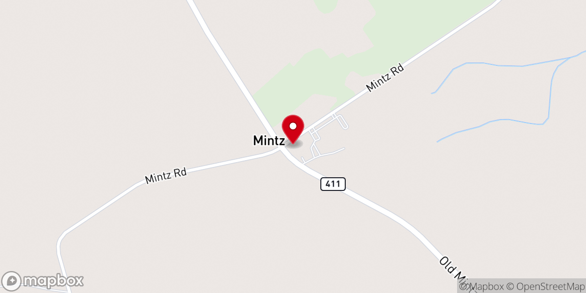 Map showing location of Mintz Baptist Church