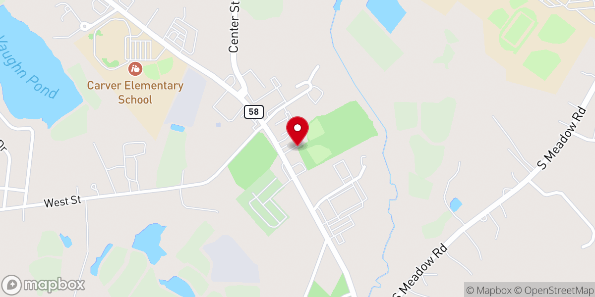 Map showing location of The First Baptist Church of Hanson Inc