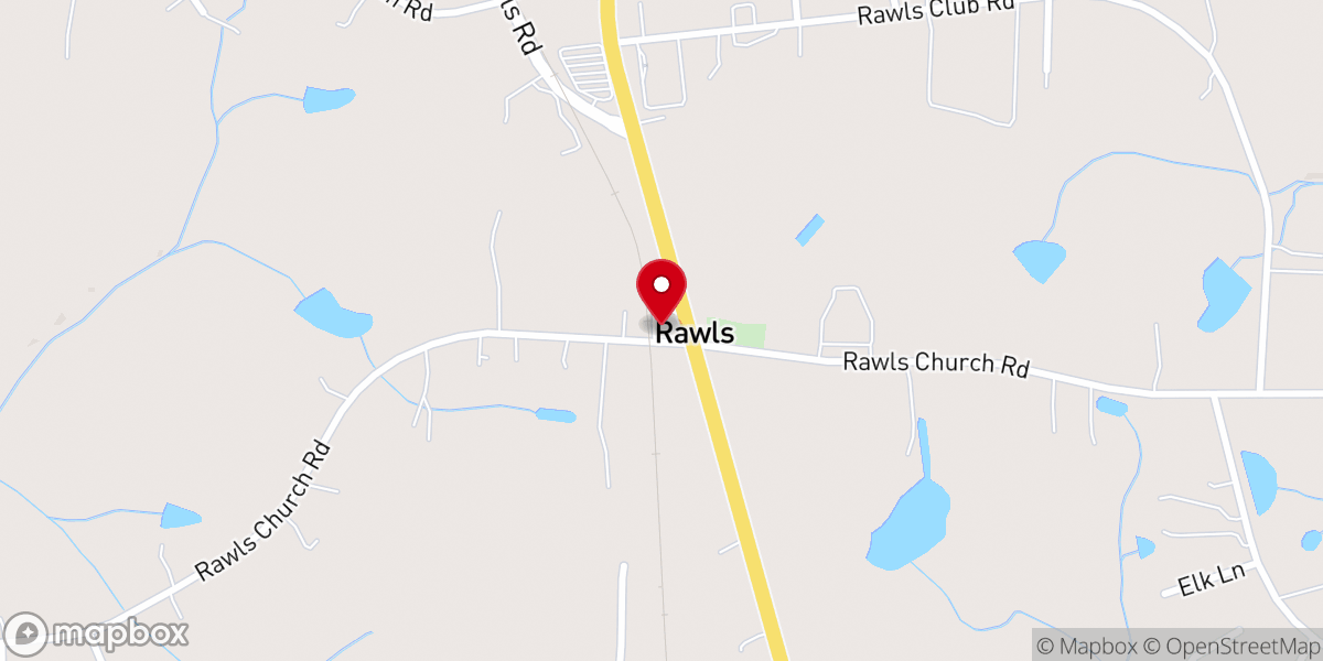Map showing location of Rawls Baptist Church