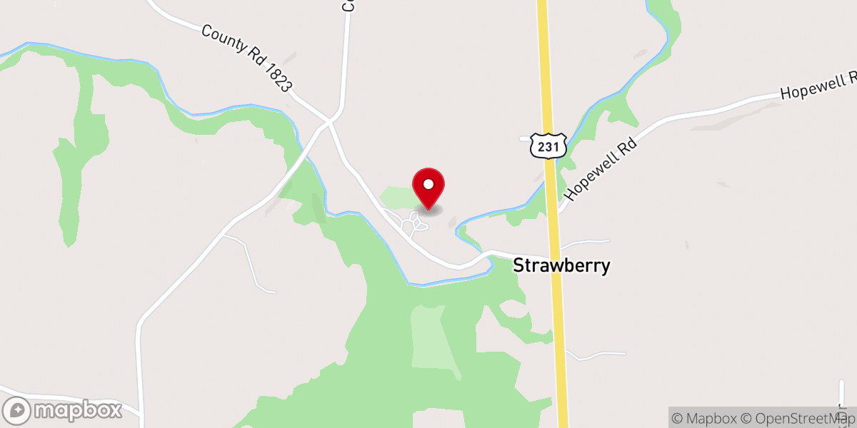 Map showing location of Warrior Creek Baptist Church