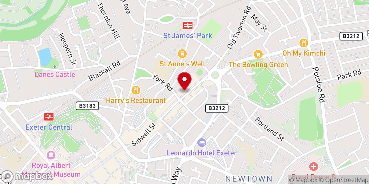 Map showing location of Sidwell Street Methodist Church