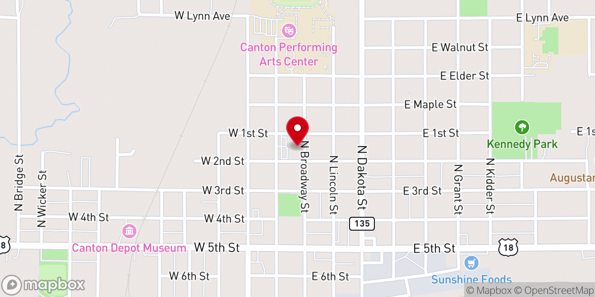 Map showing location of Canton Lutheran Church