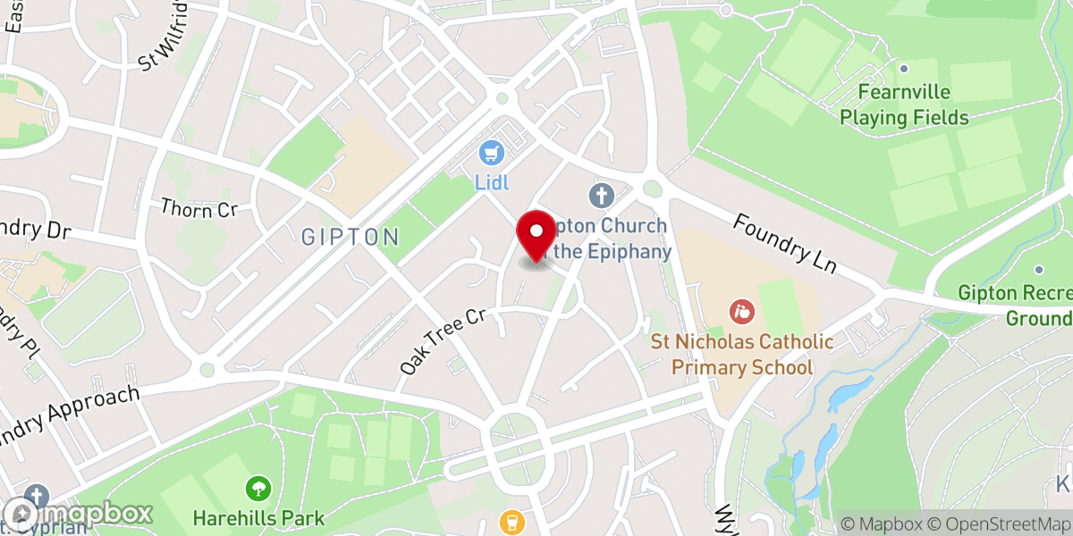 Map showing location of Gipton Methodist Church