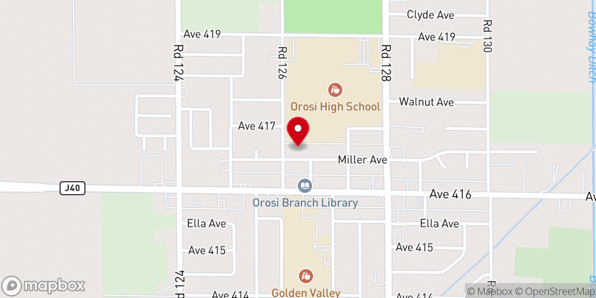 Map showing location of Orosi Seventh-day Adventist Church