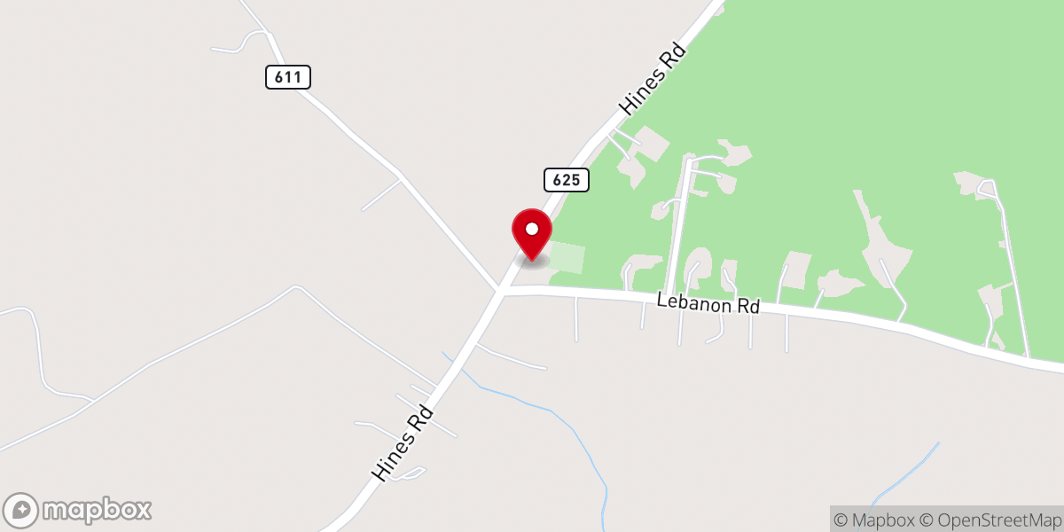 Map showing location of Lebanon Baptist Church