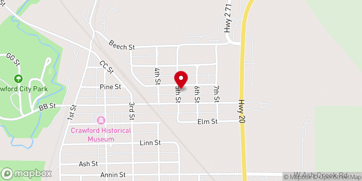 Map showing location of Crawford Seventh-day Adventist Church