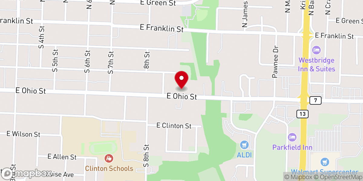 Map showing location of Bible Baptist Church