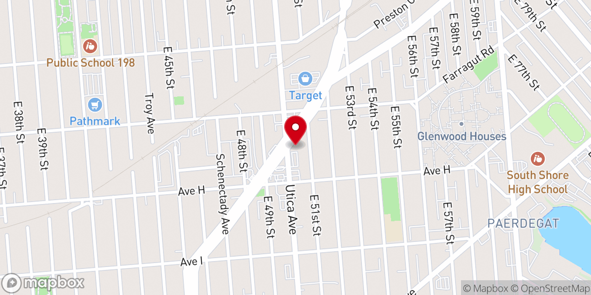 Map showing location of New Ebenezer Haitian Baptist Church of Brooklyn