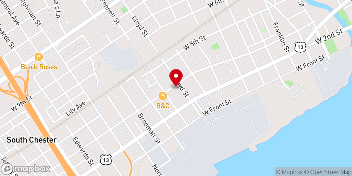 Map showing location of St. Paul Christian Methodist Episcopal Church