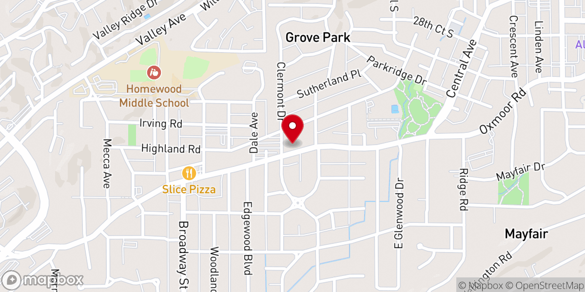 Map showing location of Trinity United Methodist Church - Homewood Campus