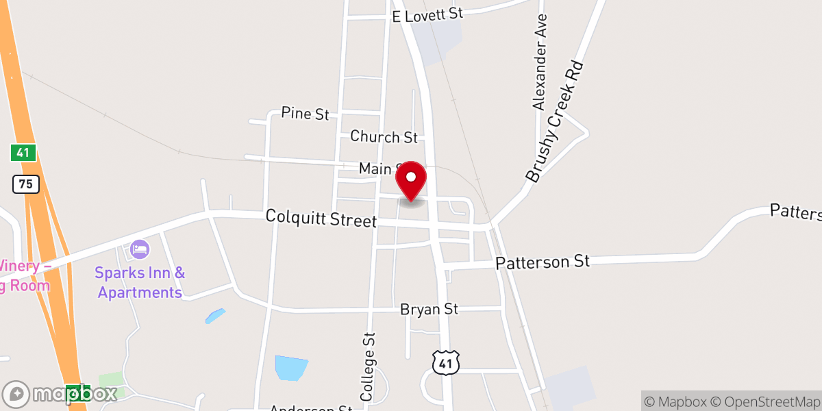 Map showing location of Sparks First Baptist Church