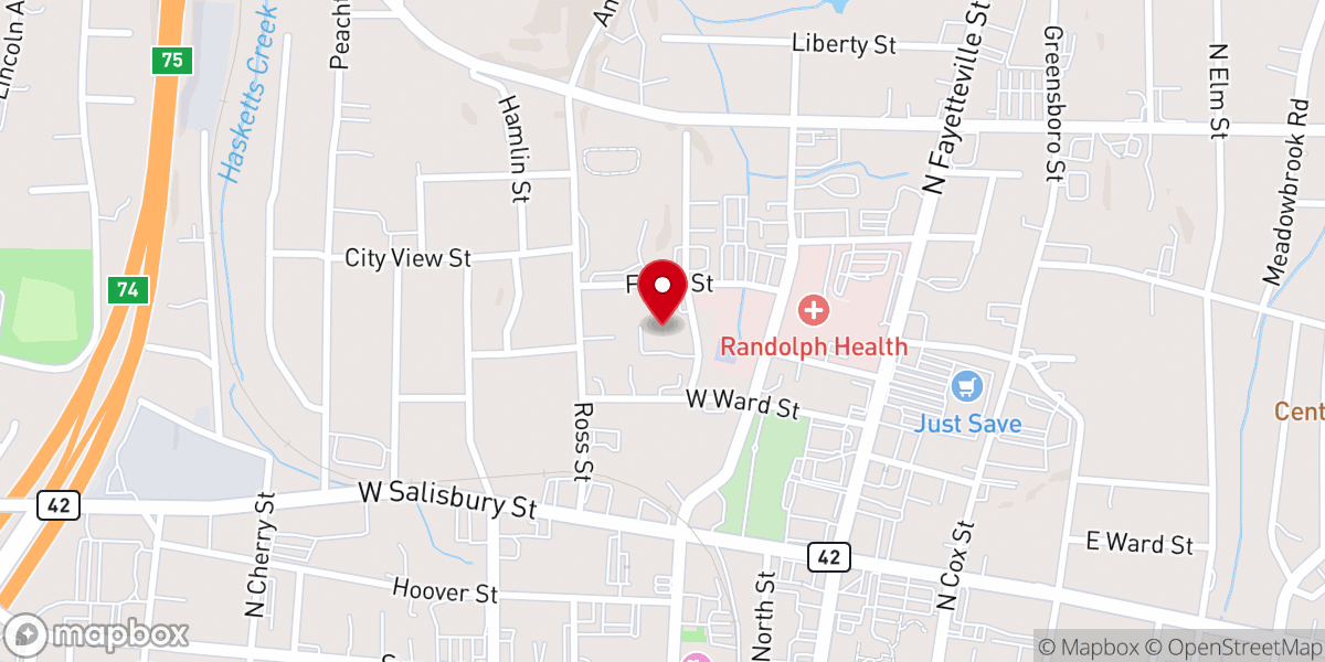 Map showing location of The Salvation Army Of Asheboro