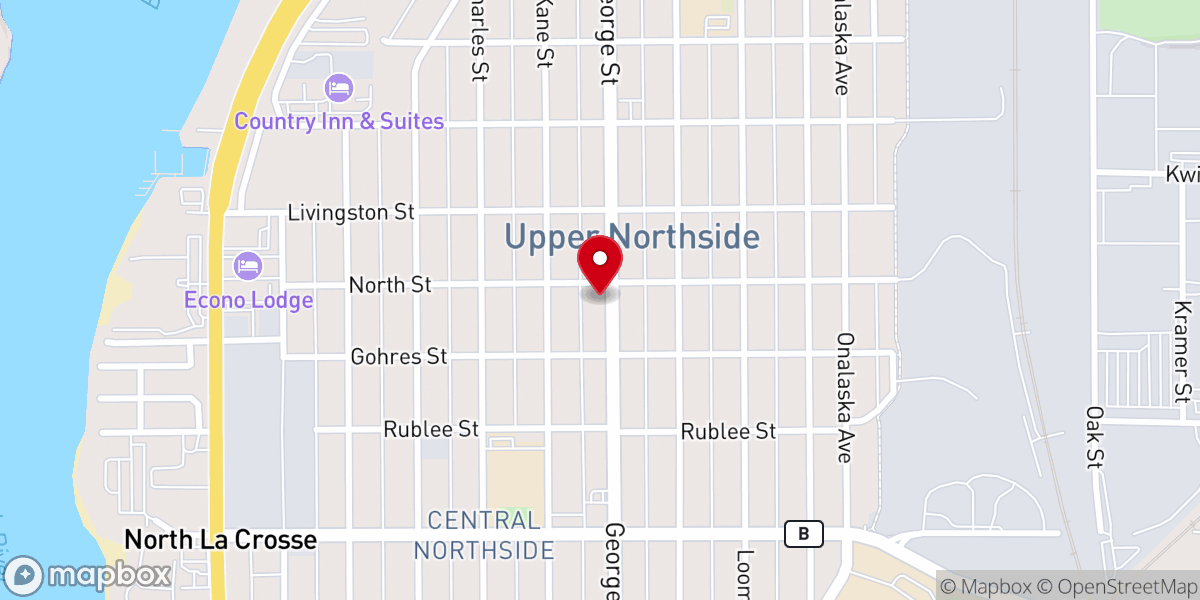 Map showing location of La Crosse Community Church of the Nazarene