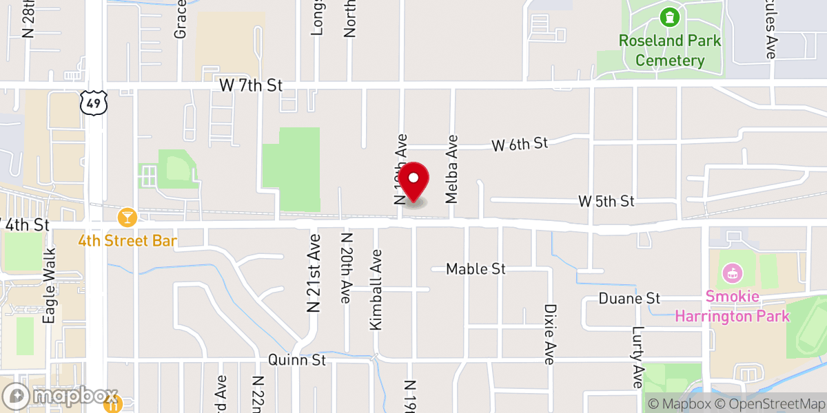 Map showing location of Nineteenth Ave Baptist Church