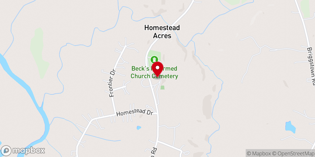 Map showing location of Becks Reformed Church
