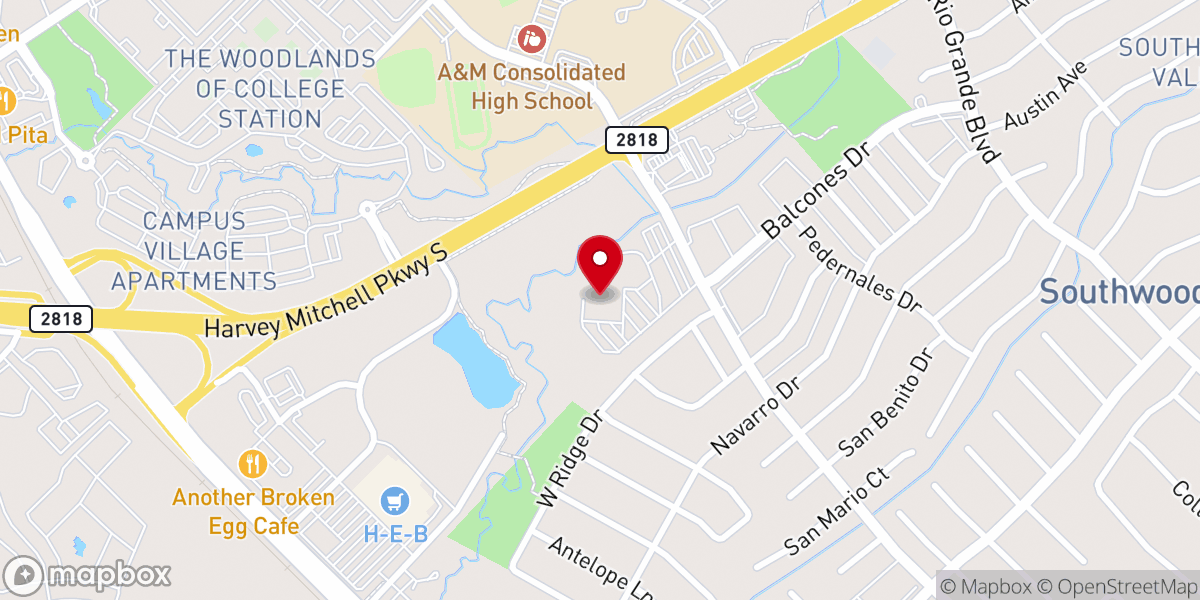 Map showing location of First Baptist Church of College Station