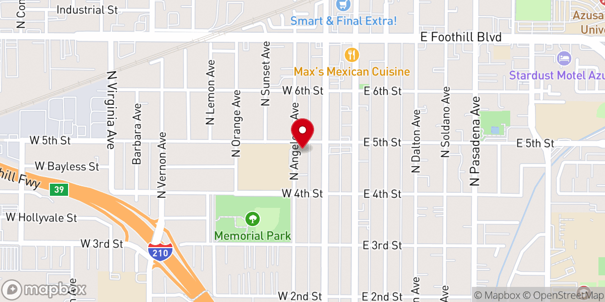 Map showing location of Calvary Chapel Azusa