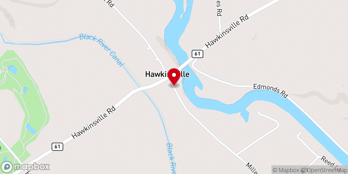 Map showing location of Hawkinsville United Methodist church