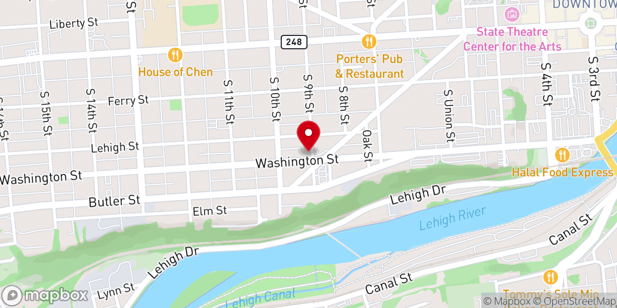 Map showing location of Easton Area Community Center