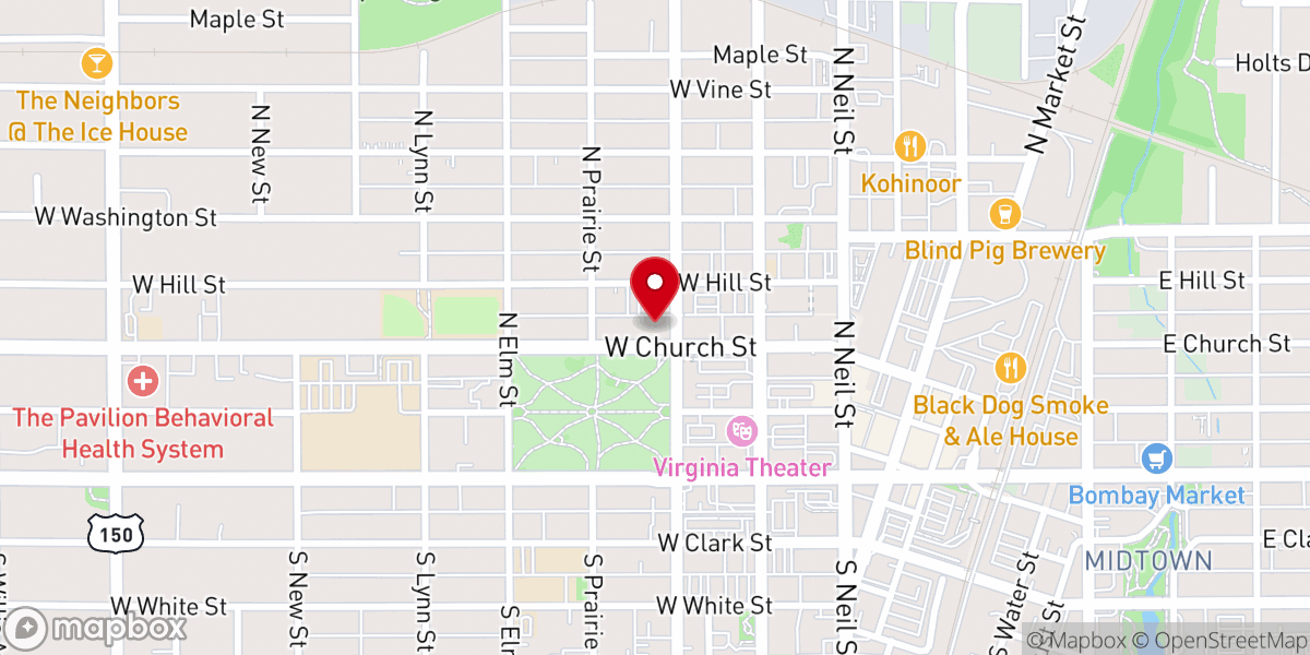 Map showing location of First Presbyterian Church