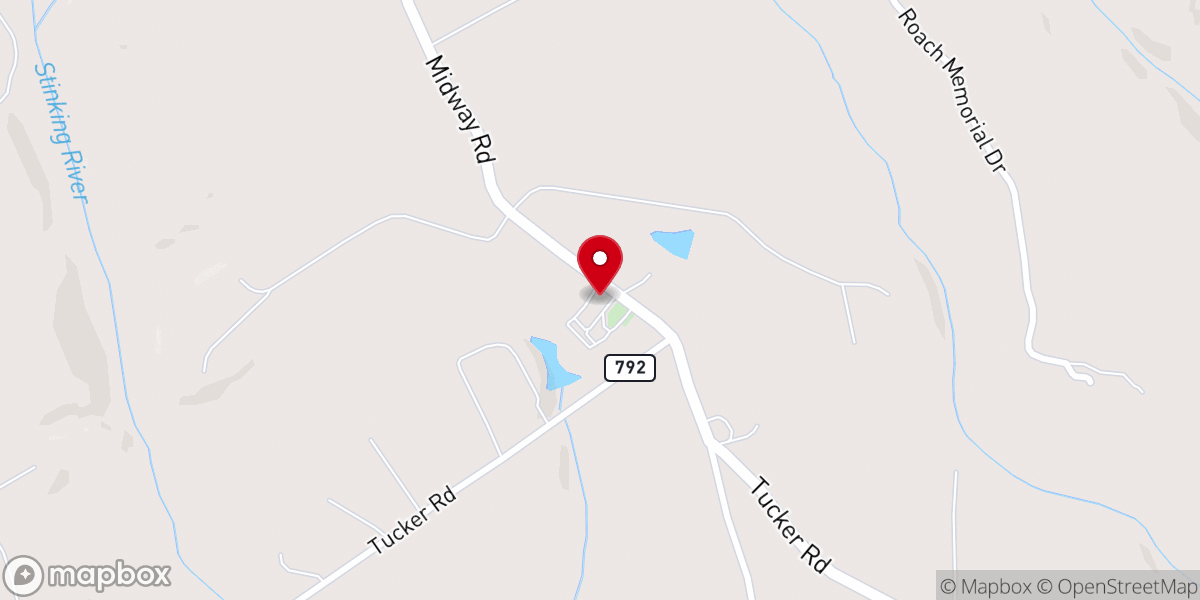 Map showing location of Midway Baptist Church