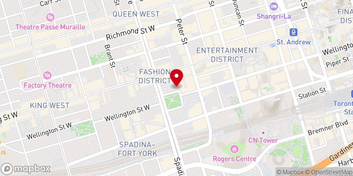 Map showing location of Chabad of Downtown Toronto