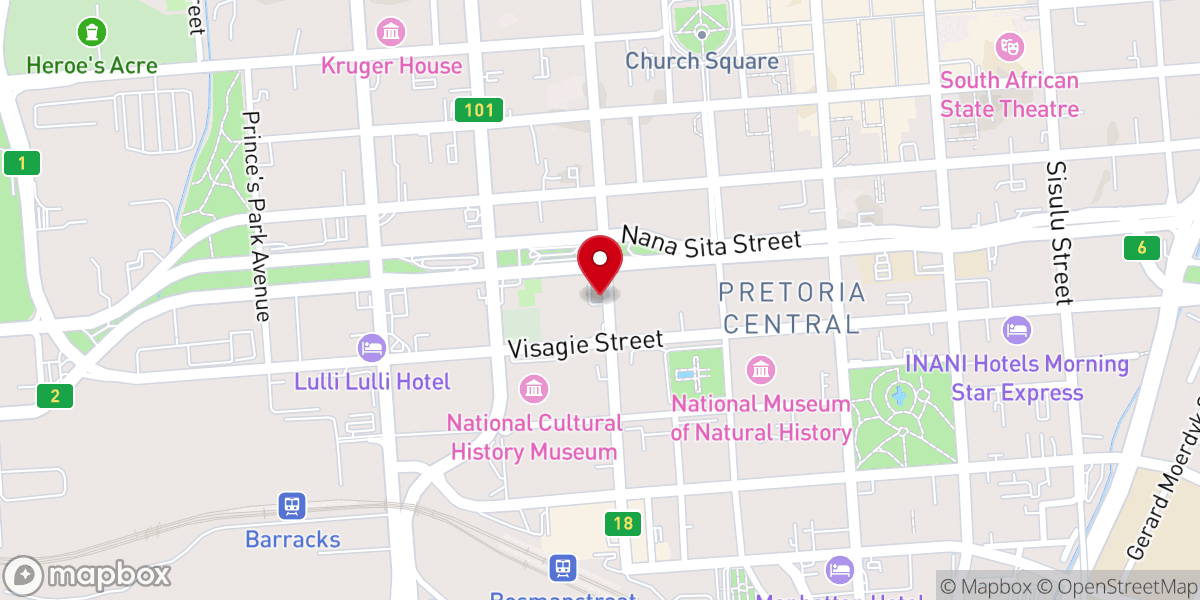 Map showing location of Communauté Francophone Catholique de Pretoria