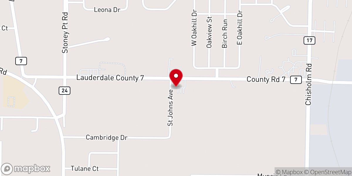 Map showing location of St. John Methodist Church in Florence, AL
