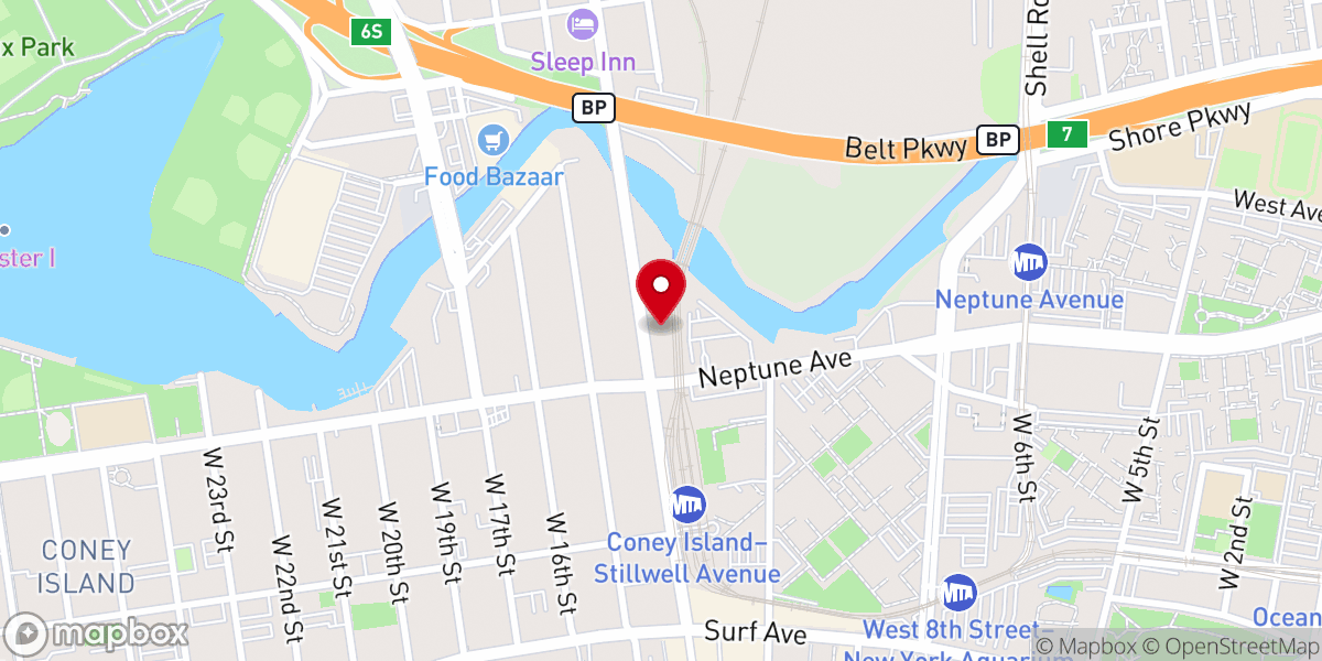 Map showing location of Coney Island Tabernacle Church