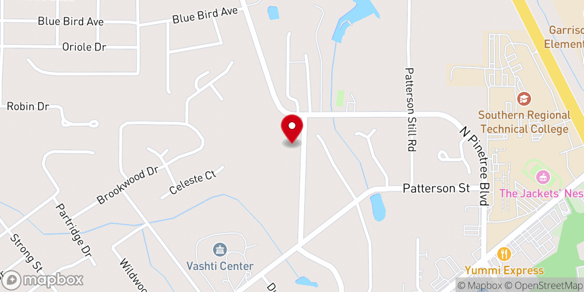 Map showing location of Pineland Baptist Church