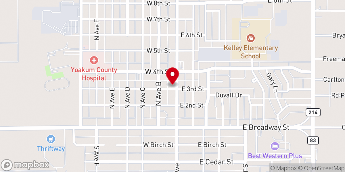 Map showing location of Denver City City Hall