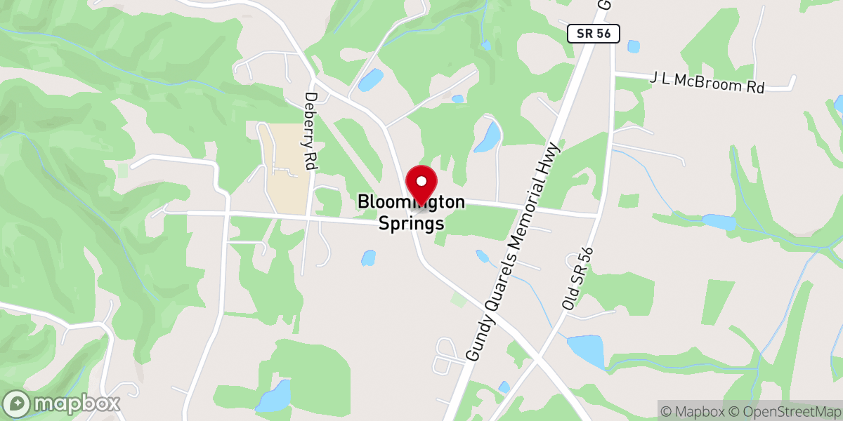 Map showing location of Bloomington Springs