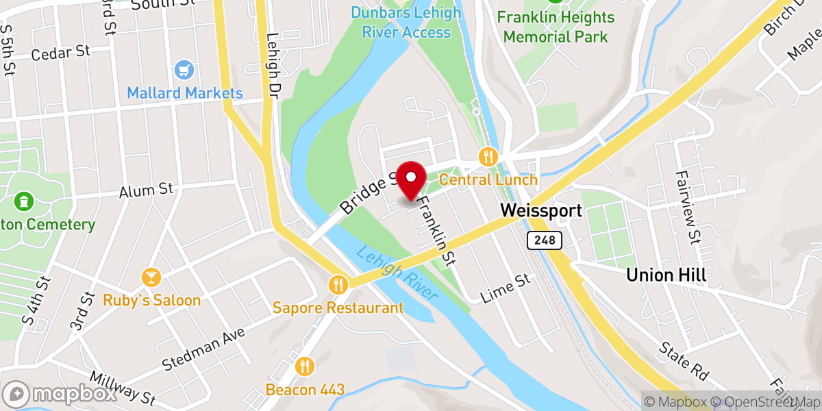Map showing location of Jacob's United Church of Christ