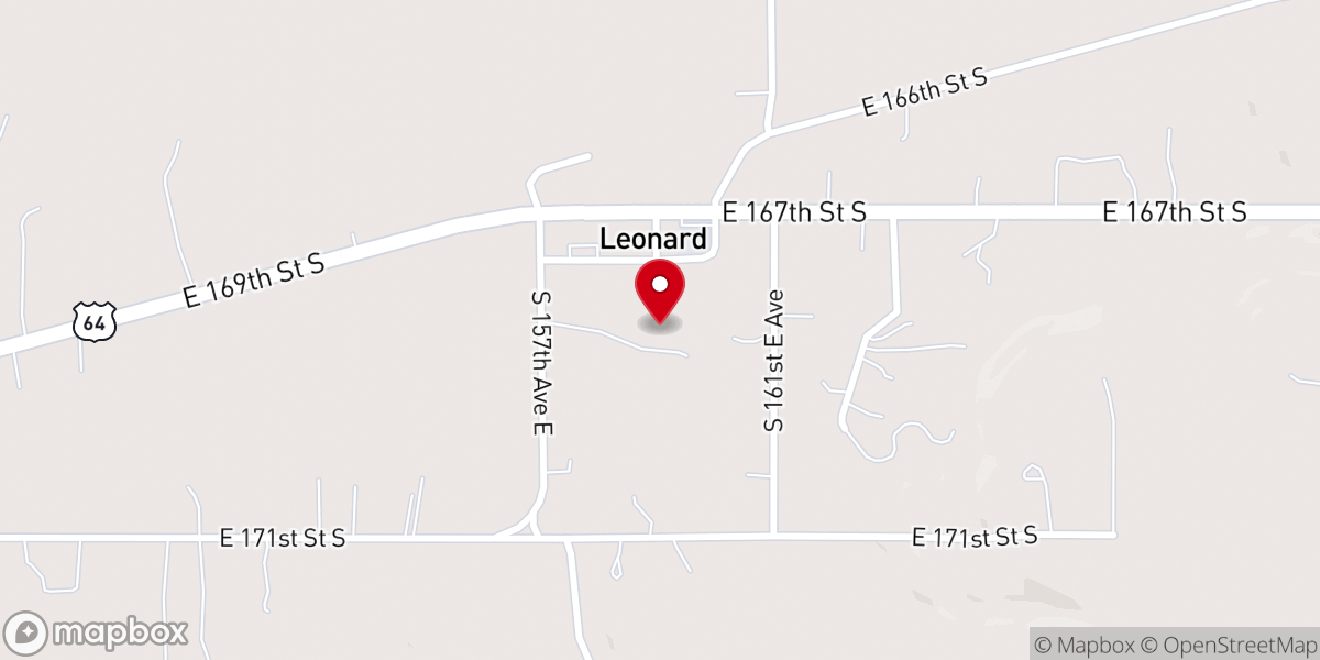 Map showing location of Leonard Methodist Church