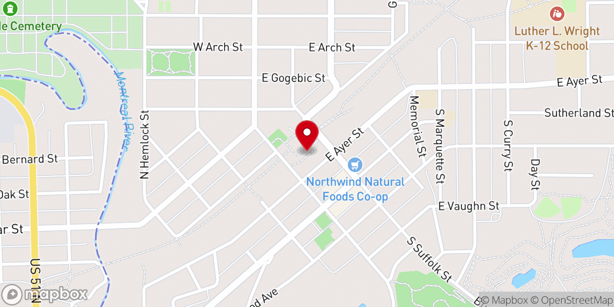 Map showing location of Ironwood Area Chamber of Commerce