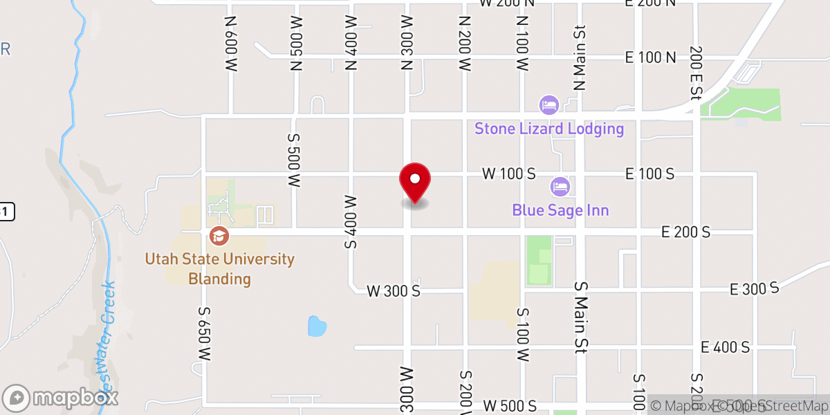 Map showing location of First Baptist Church of Blanding